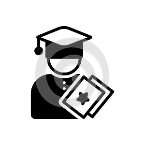 Black solid icon for Education, eligibility and fresher