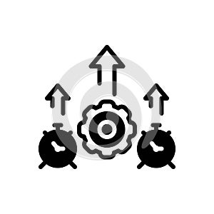 Black solid icon for Efficiency, cogwheel and clock