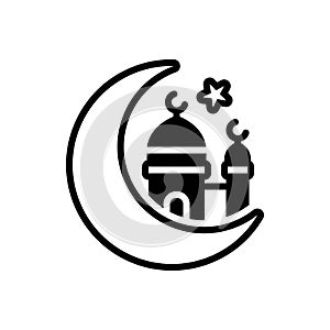 Black solid icon for Eid Ul Fitr, muslim and ramadan photo