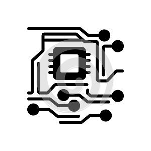 Black solid icon for Electronic, circuit and digital