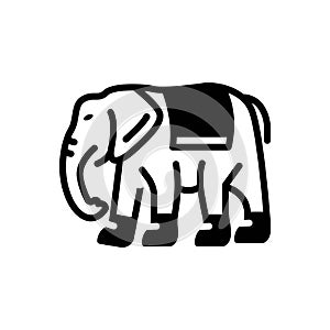 Black solid icon for Elephant, animal and huge