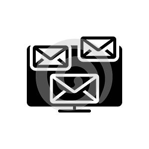 Black solid icon for Emails, mail and website