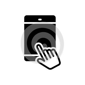 Black solid icon for Enables, phone and authorize