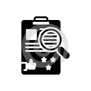 Black solid icon for Evaluating, examining and review