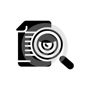 Black solid icon for Evidence, proof and record