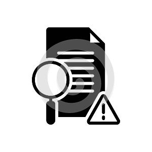 Black solid icon for Examined, investigate and inspect