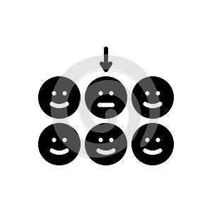 Black solid icon for Exception, face reaction and expression