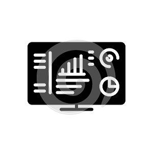 Black solid icon for Exec, computer and website