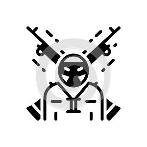 Black solid icon for Extremist, terrorist and rebel