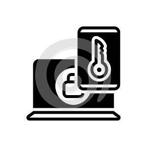 Black solid icon for Factor, authentication and account