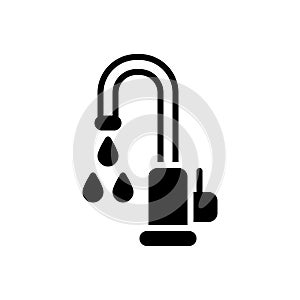 Black solid icon for Faucet, spigot and tumble