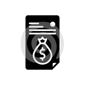 Black solid icon for Fee, payment and emolument