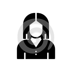 Black solid icon for Female, dowager and gal