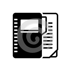 Black solid icon for File, notebook and dossier