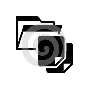 Black solid icon for Files, dossier and folder