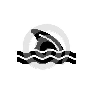 Black solid icon for Fin, feather and wing