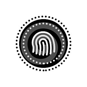 Black solid icon for Finger Print, thumb mark and identify