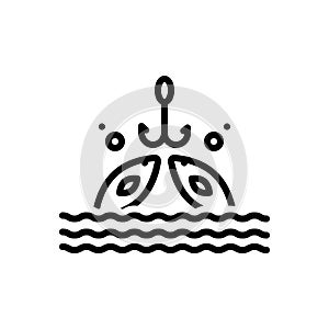 Black solid icon for Fishing, fishery and angling