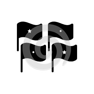 Black solid icon for Flags, banner and gonfalon