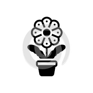 Black solid icon for Flower, bloom and natural