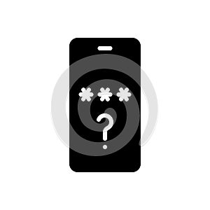 Black solid icon for Forget, password and smartphone