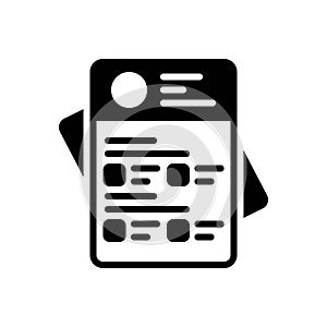 Black solid icon for Form, note and letter