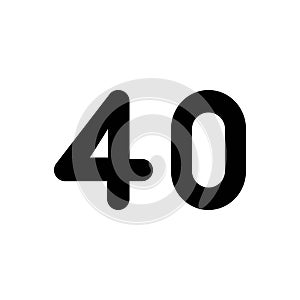 Black solid icon for Forty, numerical and number