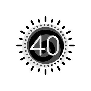 Black solid icon for Forty, years and numerical