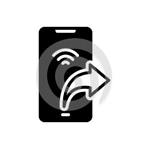 Black solid icon for Forward, farther and onward