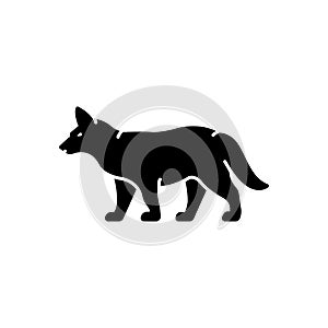 Black solid icon for Fox, omnivores and tail