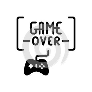 Black solid icon for Game Over, failure and console