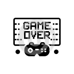 Black solid icon for Gameover, video and game