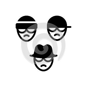 Black solid icon for Gang, troop and criminal