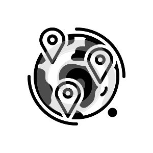 Black solid icon for Geotracking, locations and gps