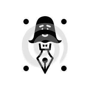 Black solid icon for Ghostwriter, storyteller and spooky