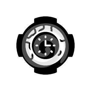 Black solid icon for Gmt, map and time