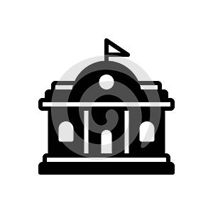 Black solid icon for Governments, regime and building photo