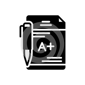 Black solid icon for Grades, editable and exam