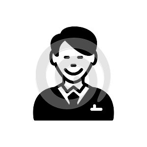 Black solid icon for Happy Client, customer and subscriber