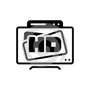 Black solid icon for Hdtv, tv and electronic