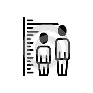 Black solid icon for Heights, prolonged and tall