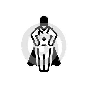 Black solid icon for Hero, protector and powerful