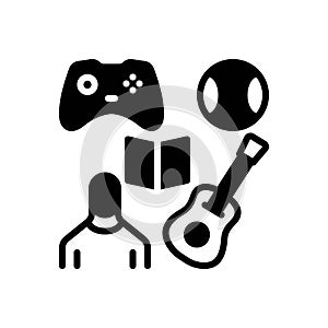 Black solid icon for Hobby, pastime and guitar