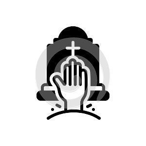 Black solid icon for Horror, phobia and graveyard