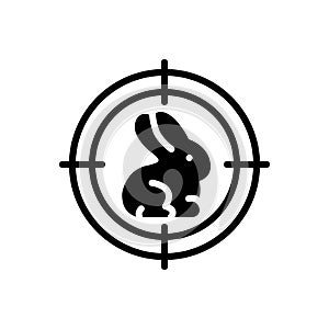 Black solid icon for Hunting, target and rabbit
