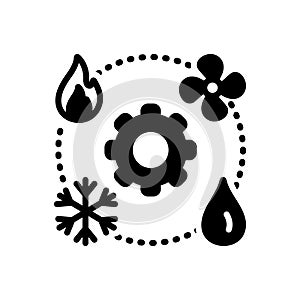 Black solid icon for Hvac, technician and heating