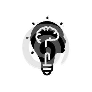 Black solid icon for Idea, brain and memory