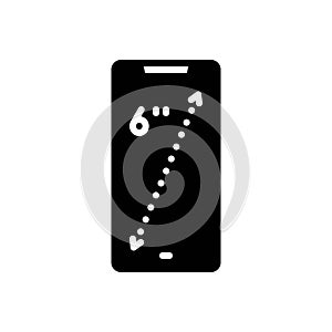 Black solid icon for Inches, cell phone and screen
