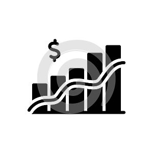 Black solid icon for Increasingly, growth and progress