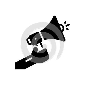 Black solid icon for Inform, enlighten and notify
